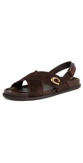 Coach Coach Criss Cross Sandals Chocolate Suede