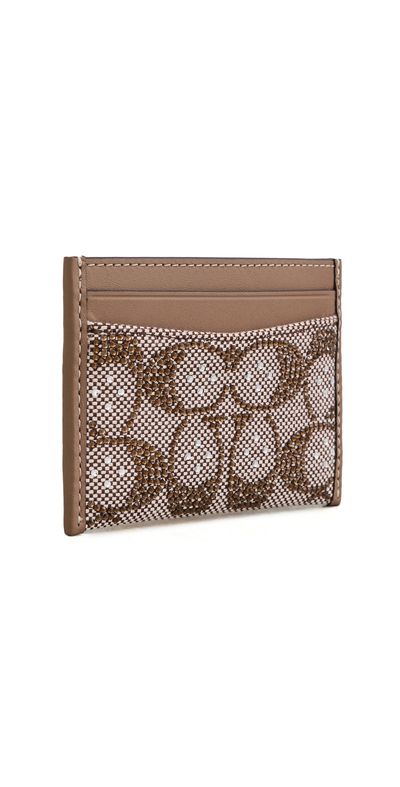 Coach Coach Crystal Signature Jacquard Essential Card Case Mushroom One