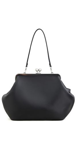 Coach Coach Large Leather Kiss-Lock Frame Bag Black One