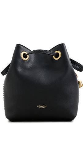 Coach Coach Leather Jade Drawstring Bag Black One