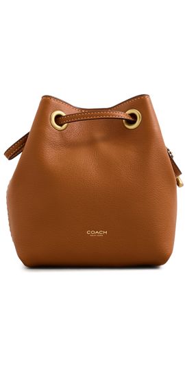 Coach Coach Leather Jade Drawstring Bucket Bag Amber Brown One