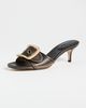 Coach Coach Margot Oversized Buckle Sandals Black Loved Leather - 2