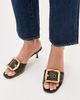 Coach Coach Margot Oversized Buckle Sandals Black Loved Leather - 3