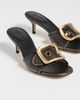 Coach Coach Margot Oversized Buckle Sandals Black Loved Leather - 5