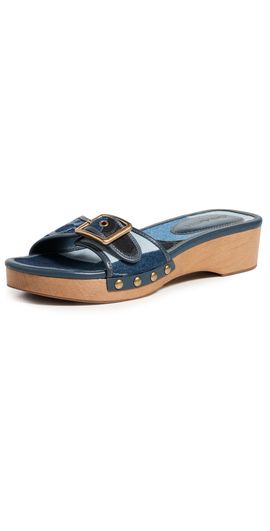Coach Coach Margot Wooden Sandals Dark Indigo Patchwork Denim