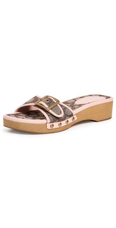 Coach Coach Margot Wooden Sandals Oak/Candy Pink