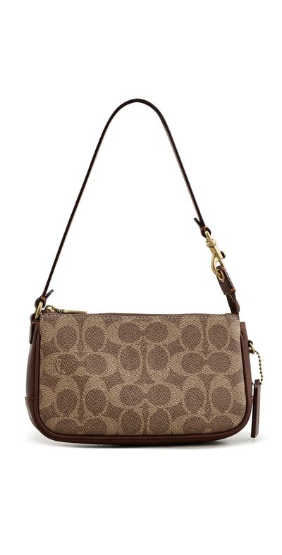 Coach Coach Recycled Signature Leather 18 Plaza Bag Tan Brown One
