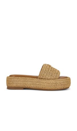 Coach Coach Sculpted C Flatform Raffia Slide