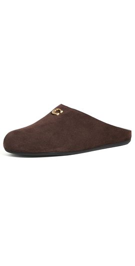 Coach Coach Sculpted C Soft Mules Chocolate Suede