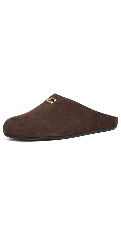 Coach Coach Sculpted C Soft Mules Chocolate Suede