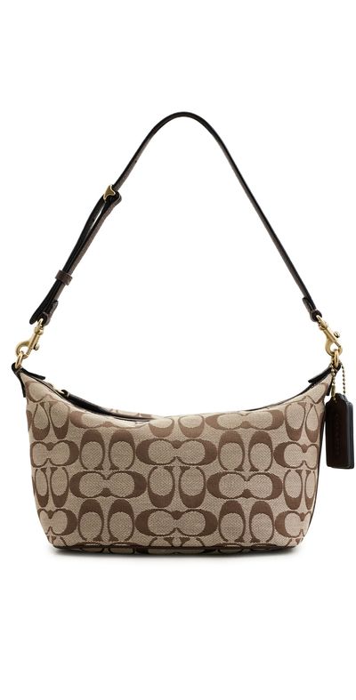 Coach Coach Signature Jacquard Pouch Shoulder Bag Khaki Maple One