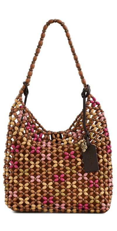 Coach Coach Wooden Beaded Brooklyn Shoulder Bag 28 Maple Multi One