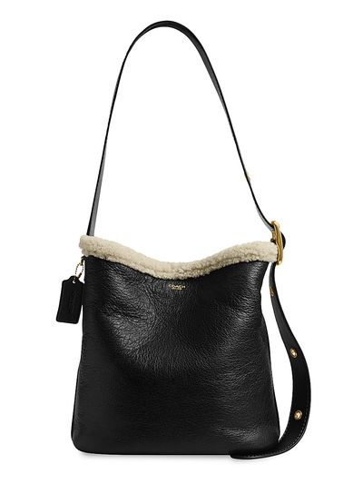 COACH Women's Bleecker Shearling-Trimmed Leather Bucket Bag