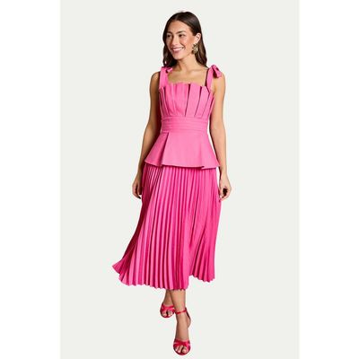 Coast Coast Bow Shoulder Peplum Midi Dress