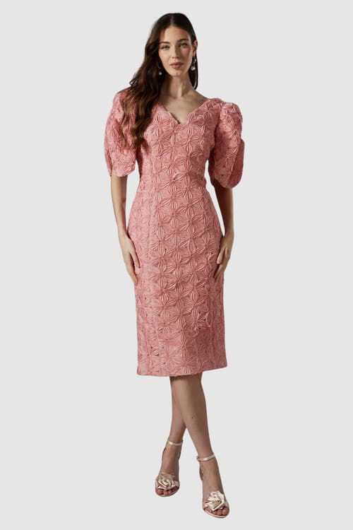 Coast Coast Floral Pleated Puff Sleeve Pencil Dress