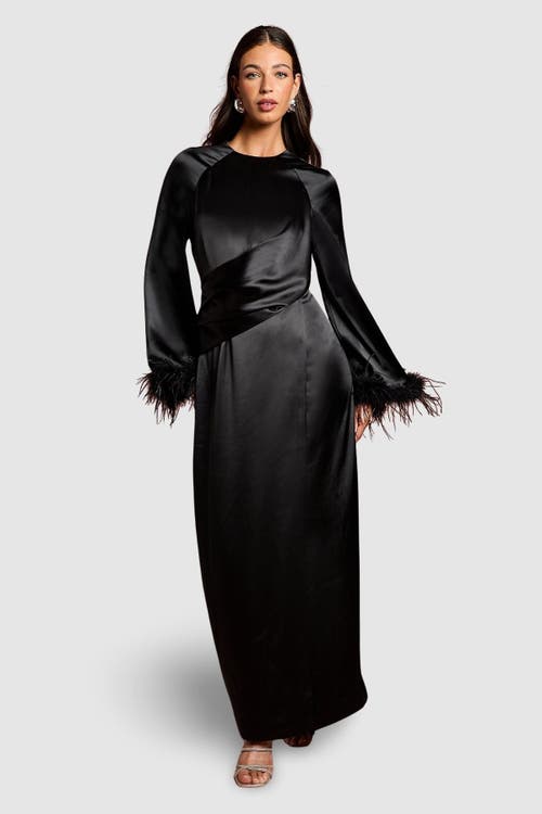 Coast Coast Long Sleeve Trim Satin Maxi Dress