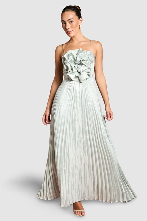 Coast Coast Metallic Pleated Corsage Maxi Dress