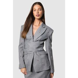 Coast Coast Muse Check Tie Embellished Blazer