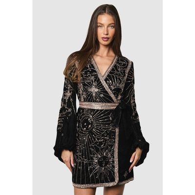 Coast Coast Party Sequin Velvet Wrap Mini Dress