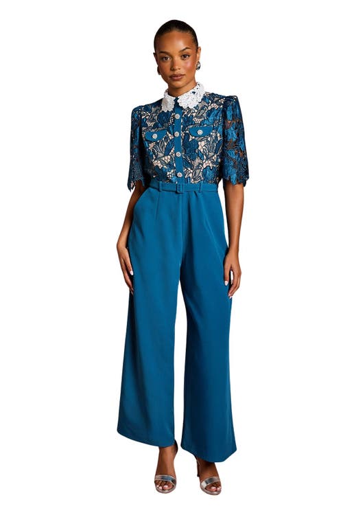 Coast Coast Petite Lace Shirt Short Sleeve Jumpsuit