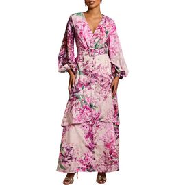 Coast Coast Petite Long Sleeve Chiffon Midaxi Dress