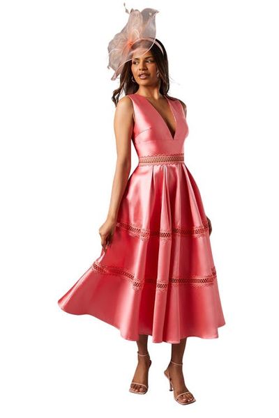 Coast Coast Petite Plunge Neck Twill Midi Dress