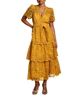 Coast Coast Petite Tiered Lace Midi Dress