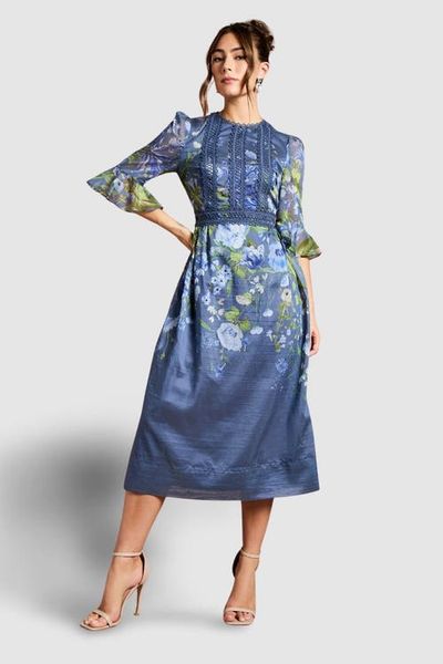 Coast Coast Placement Print Organza Midi Dress