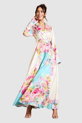 Coast Coast Placement Print Wrap Front Gown