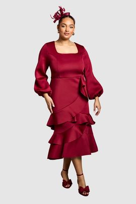 Coast Coast Plus Square Neck Ruffle Hem Midi Dress