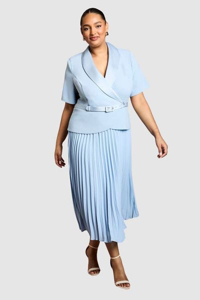 Coast Coast Plus Wrap Pleated Skirt Midi Dress
