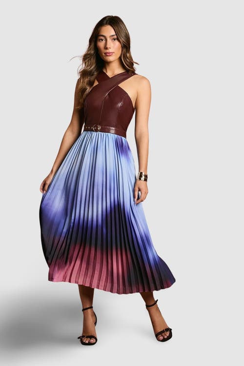 Coast Coast PU Cross Neck Belted Midi Dress
