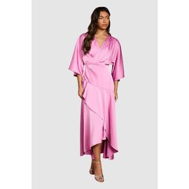Coast Coast Satin Back Crepe Ruffle Wrap Midi Dress