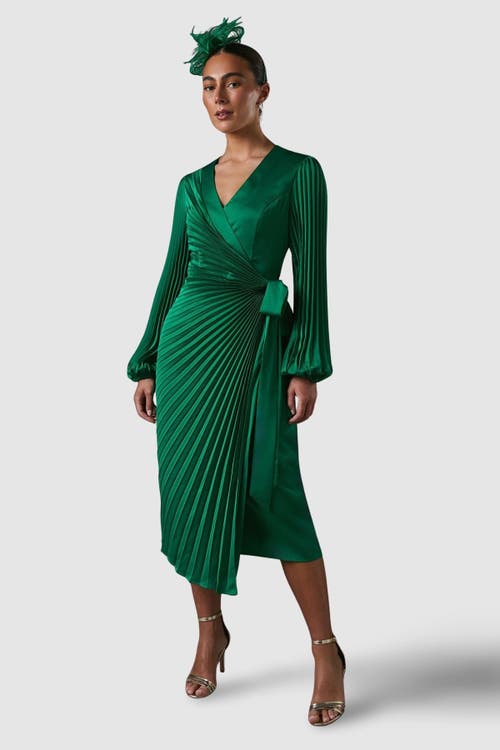Coast Coast Satin Pleated Wrap Dress