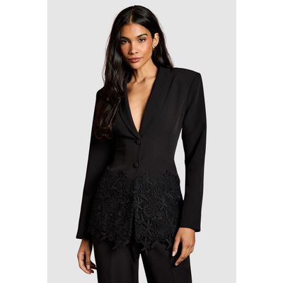 Coast Coast Single Breasted Embroidered Lace Blazer