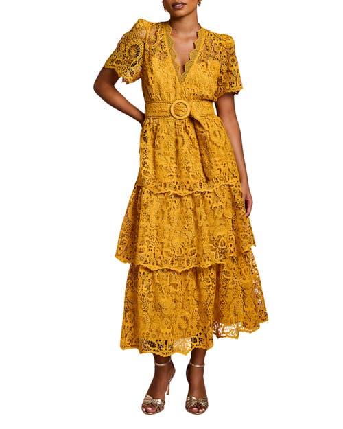 Coast Coast Tiered Lace Midi Dress