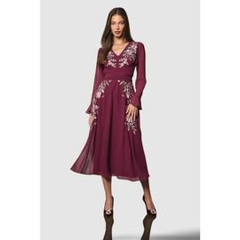 Coast Coast Wrap Waist Embroidered Midi Dress