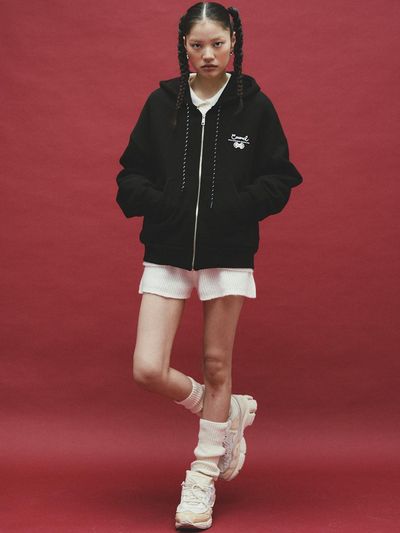 Cocancl Fleece Lined Relaxed Fit Hoodie [BLACK]