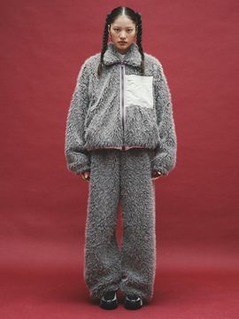 Cocancl Fluffy Short-pile Fleece Jogger [Grey]