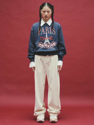 Cocancl Frilly High Rise Corduroy Pants [Beige]