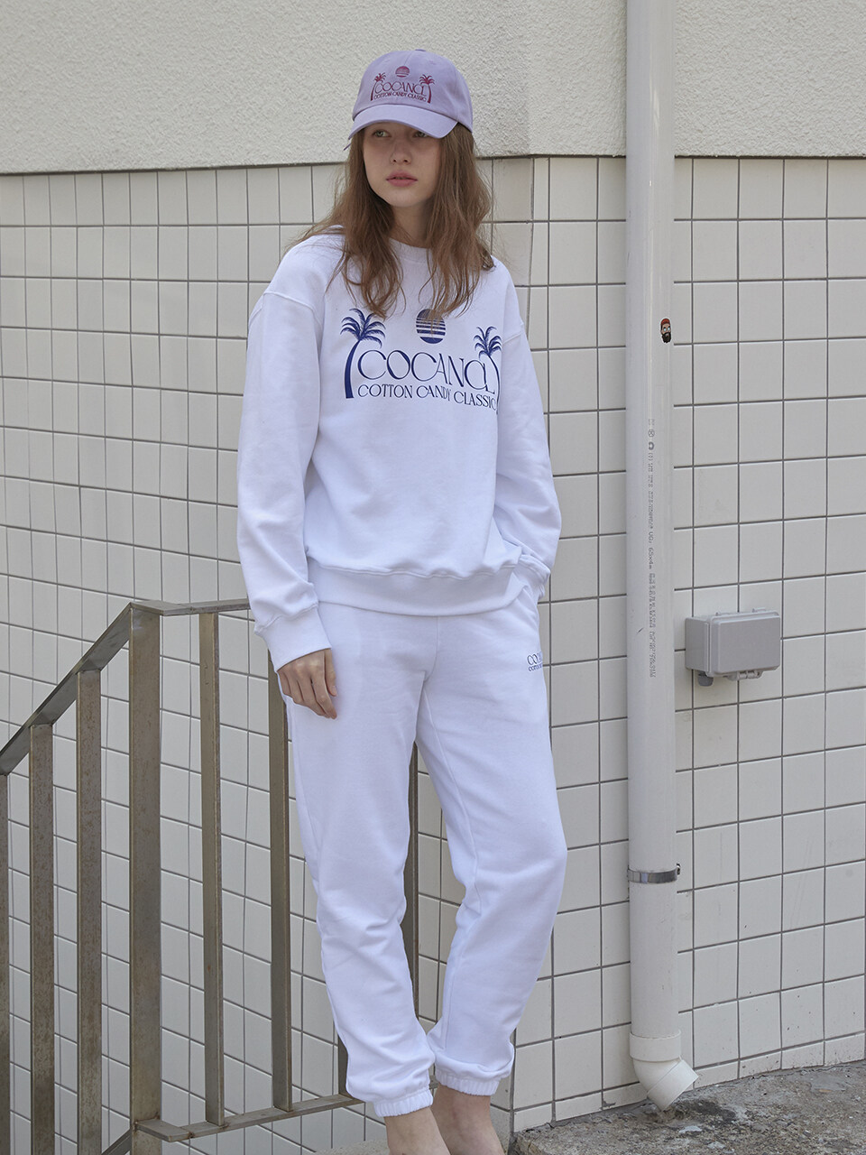 Cocancl Palm Tree Logo Sweat Pants (White)