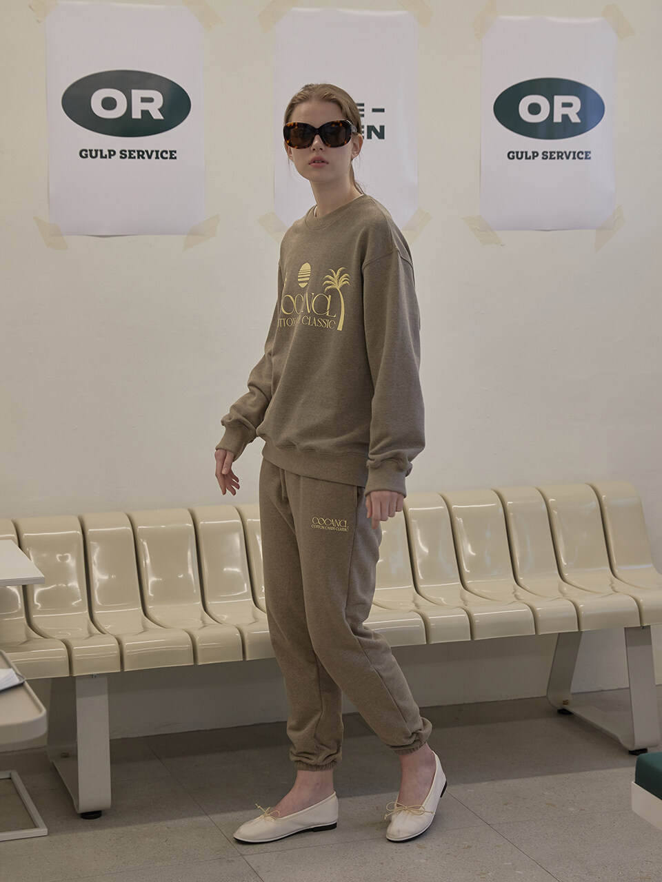 Cocancl Palm Tree Logo Sweatshirt (Sand Beige)