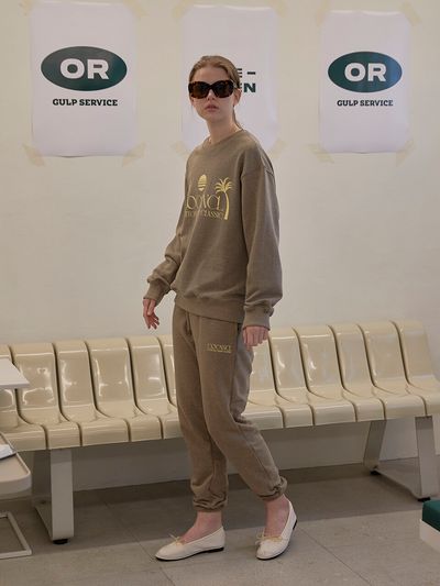Cocancl Palm Tree Logo Sweatshirt (Sand Beige)