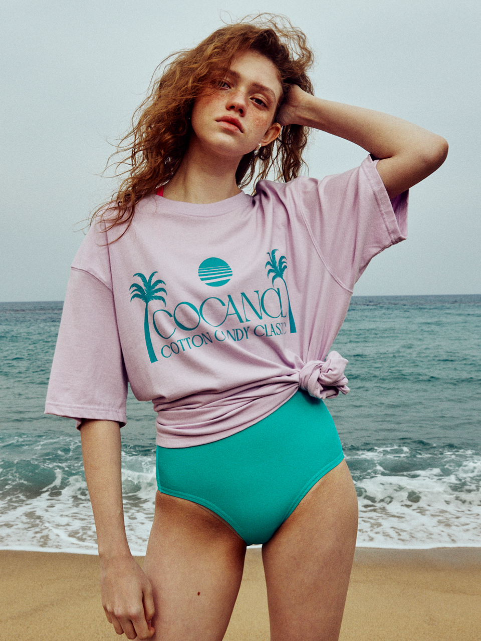 Cocancl PALMTREE HALF TOP / PINK