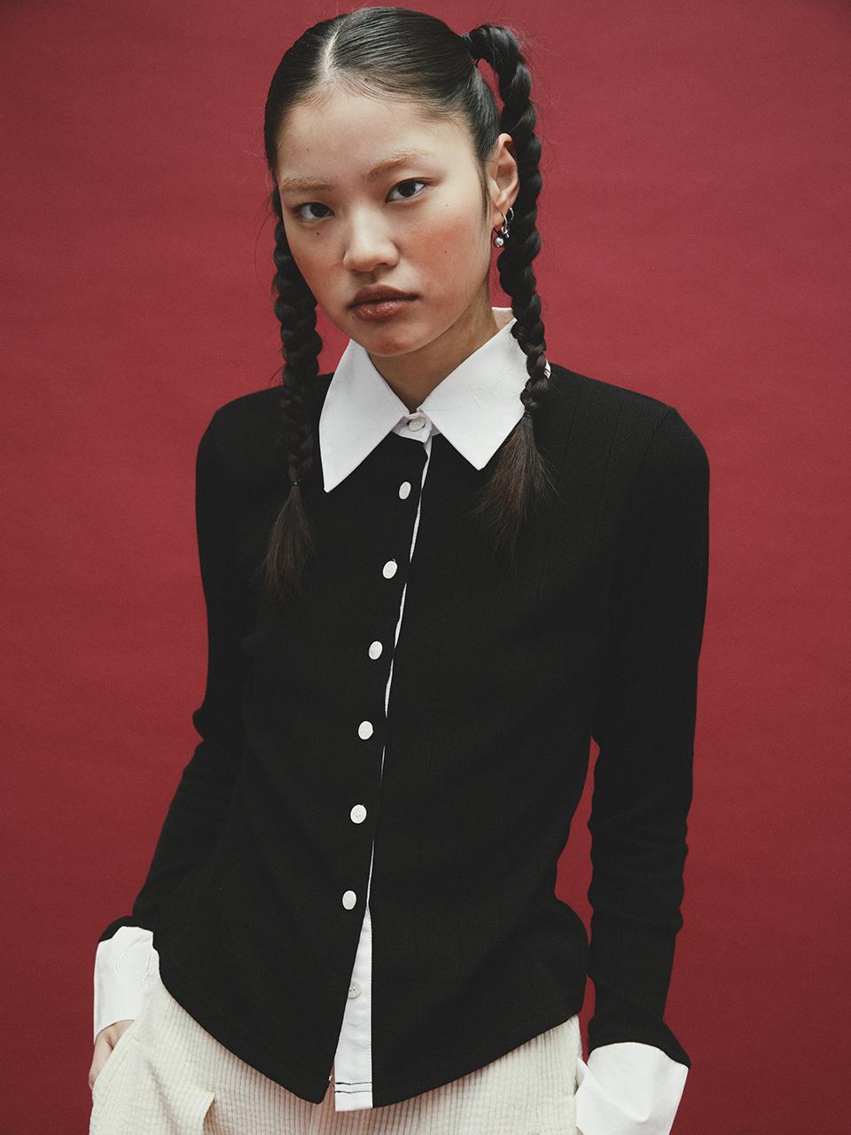 Cocancl Slim Jersey Shirt [Black]