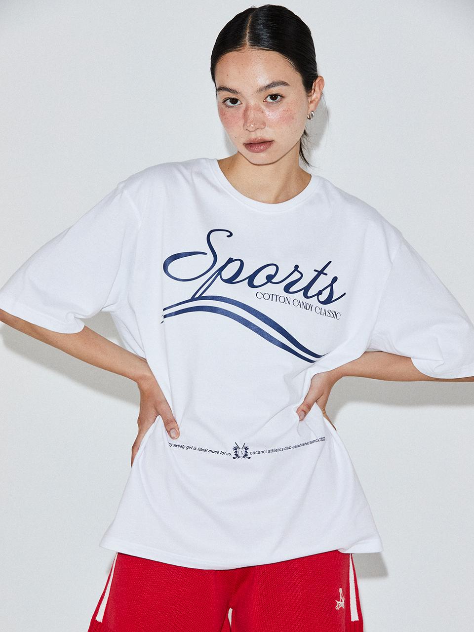 Cocancl Sports Typography Wave Oversized Top