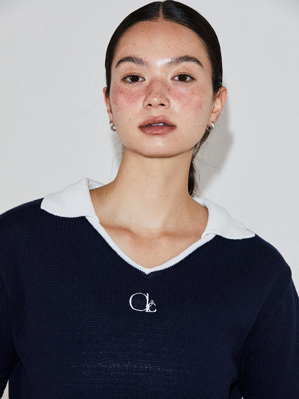 Cocancl V Neck Cotton Acrylic Blend Top