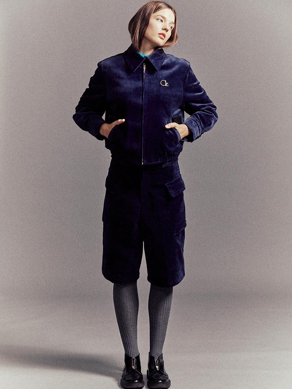Cocancl Velvet Blouson Jacket [Navy]