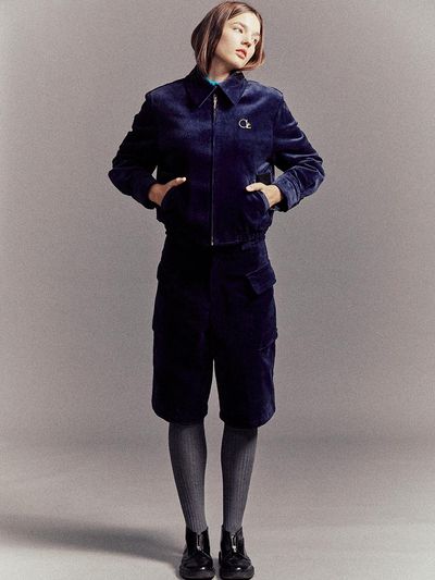 Cocancl Velvet Blouson Jacket [Navy]