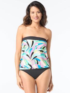 Coco Contours Coco Contours Bella Bra Sized Bandeau Blouson Tankini Swim Top - D-Cup